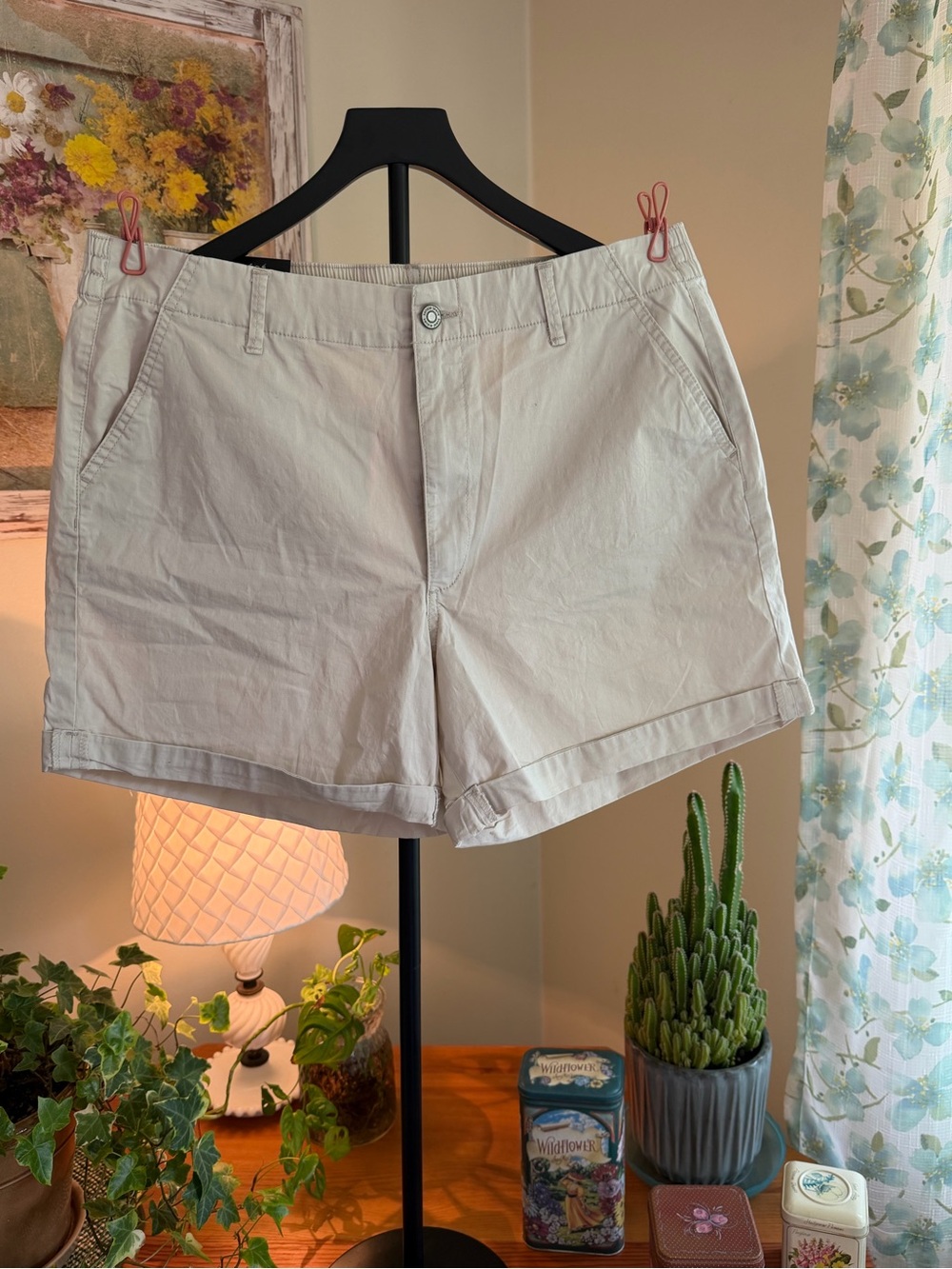 Kensie Beige Cotton Casual Shorts